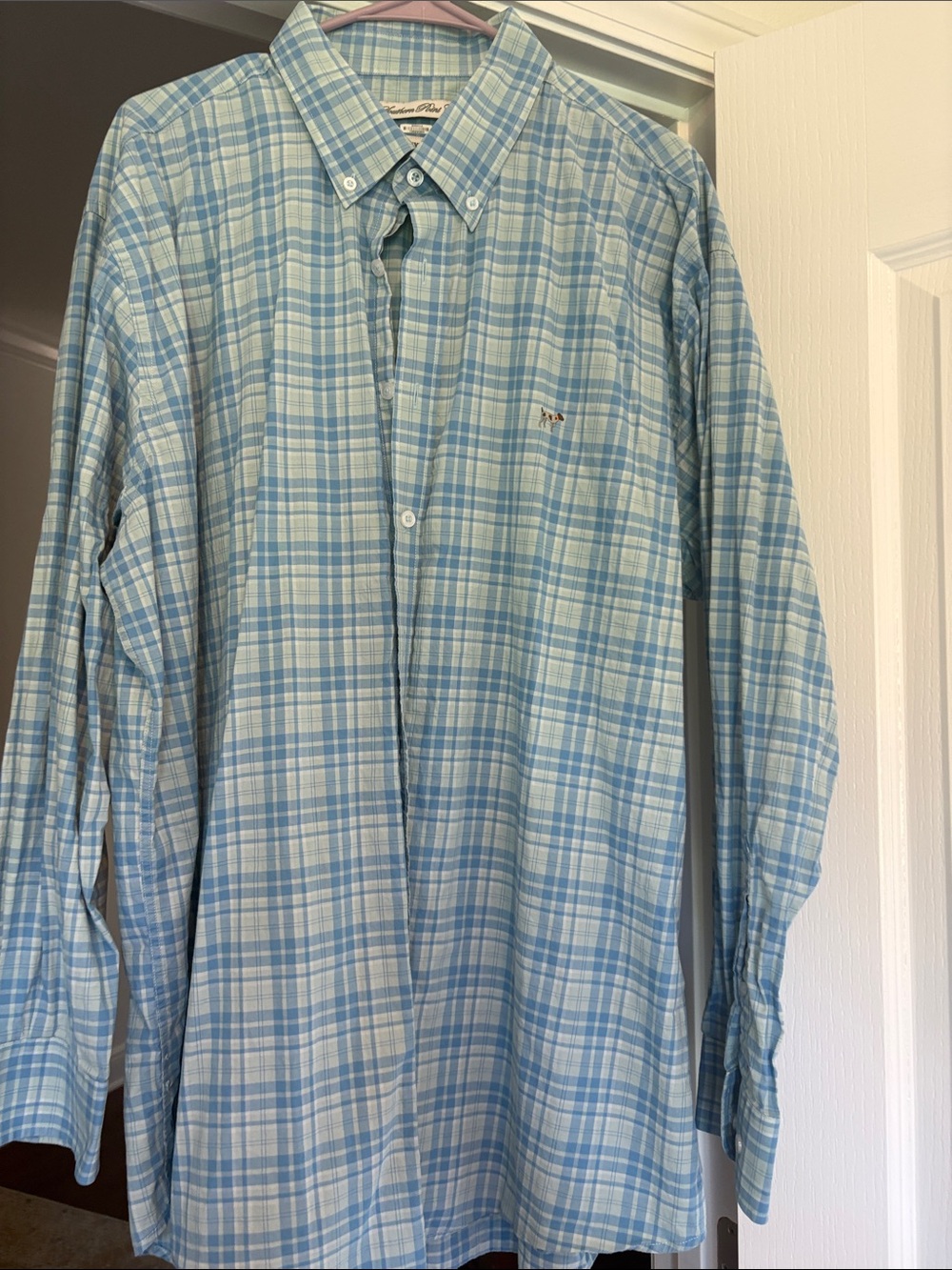 Men's Light Blue Plaid Button-Down Shirt